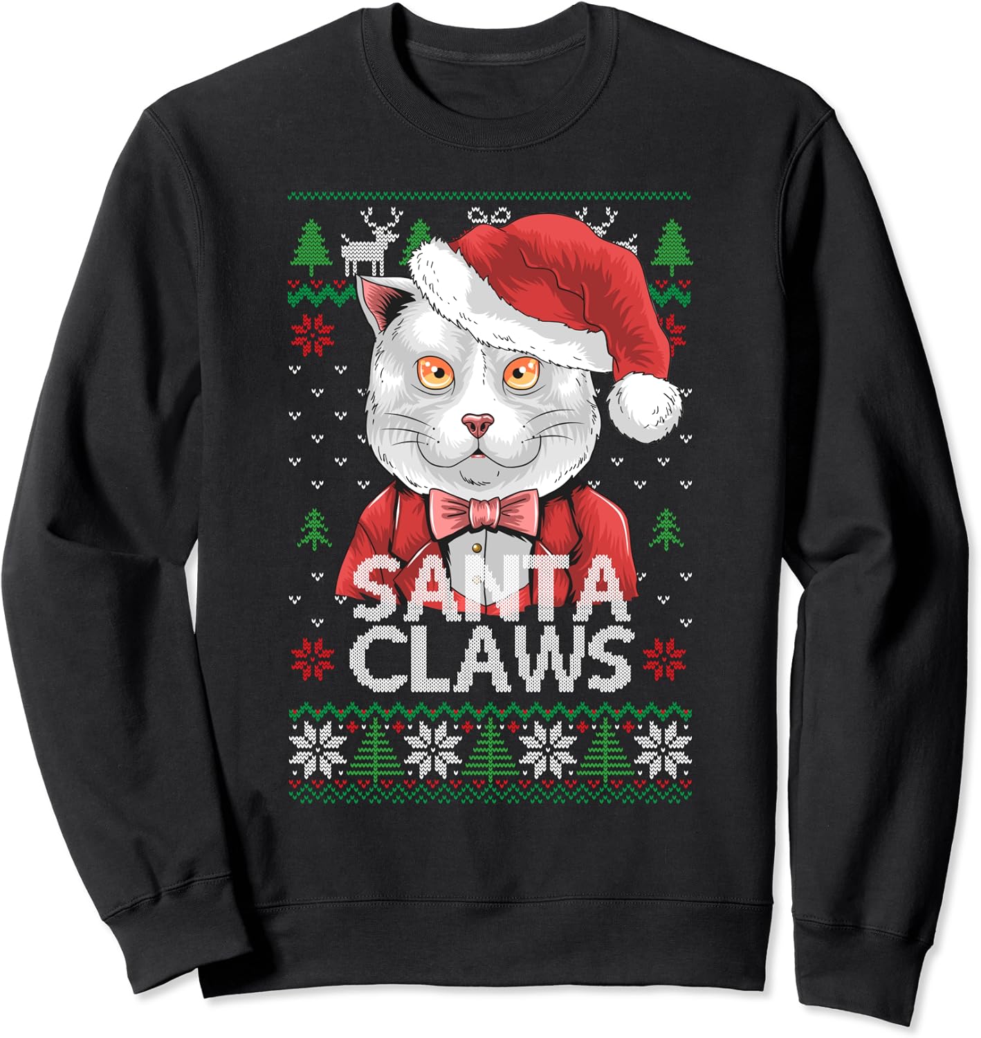 Ugly Christmas Sweater Cat Shirt Christmas Cat Gifts Women Sweatshirt Clothing